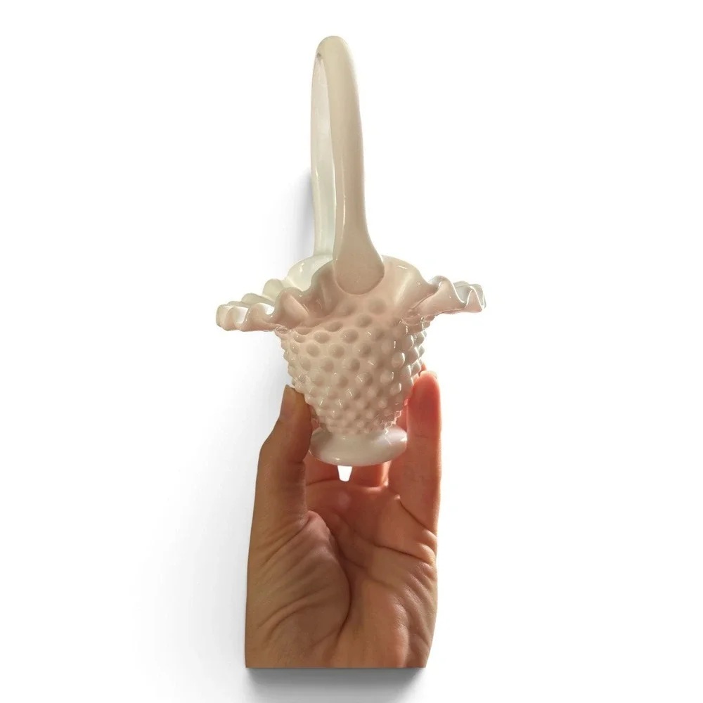 Fenton Hobnail Milkglass mini basket set